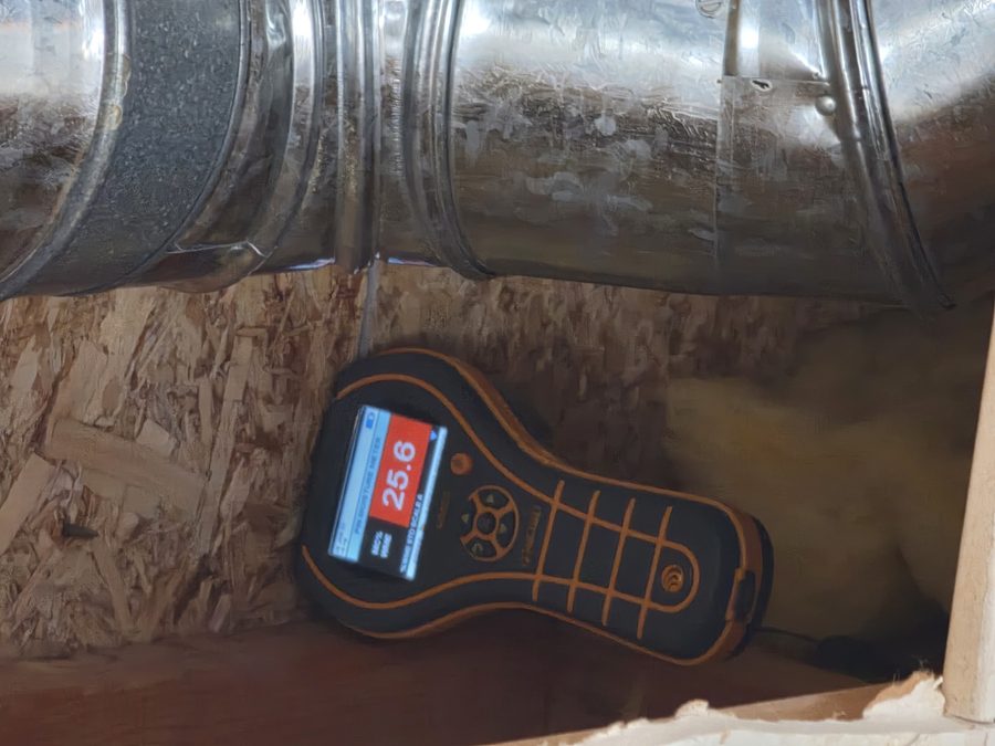 Attic moisture meter reading