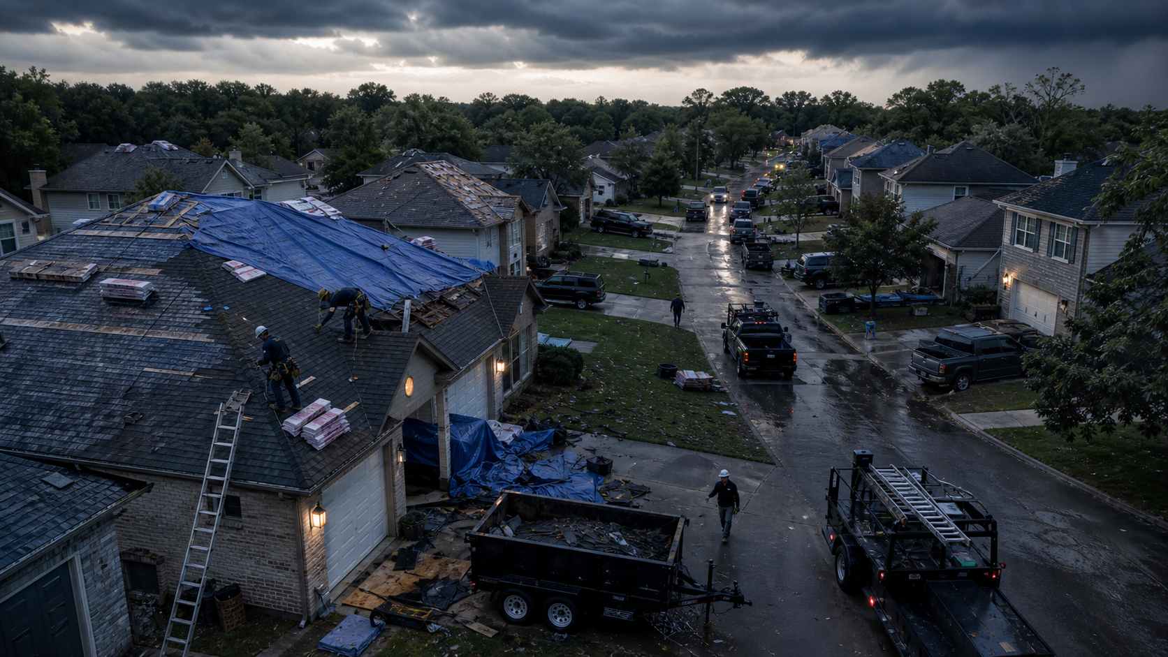 Hail context becomes a route. Contractorfy roofing workflow