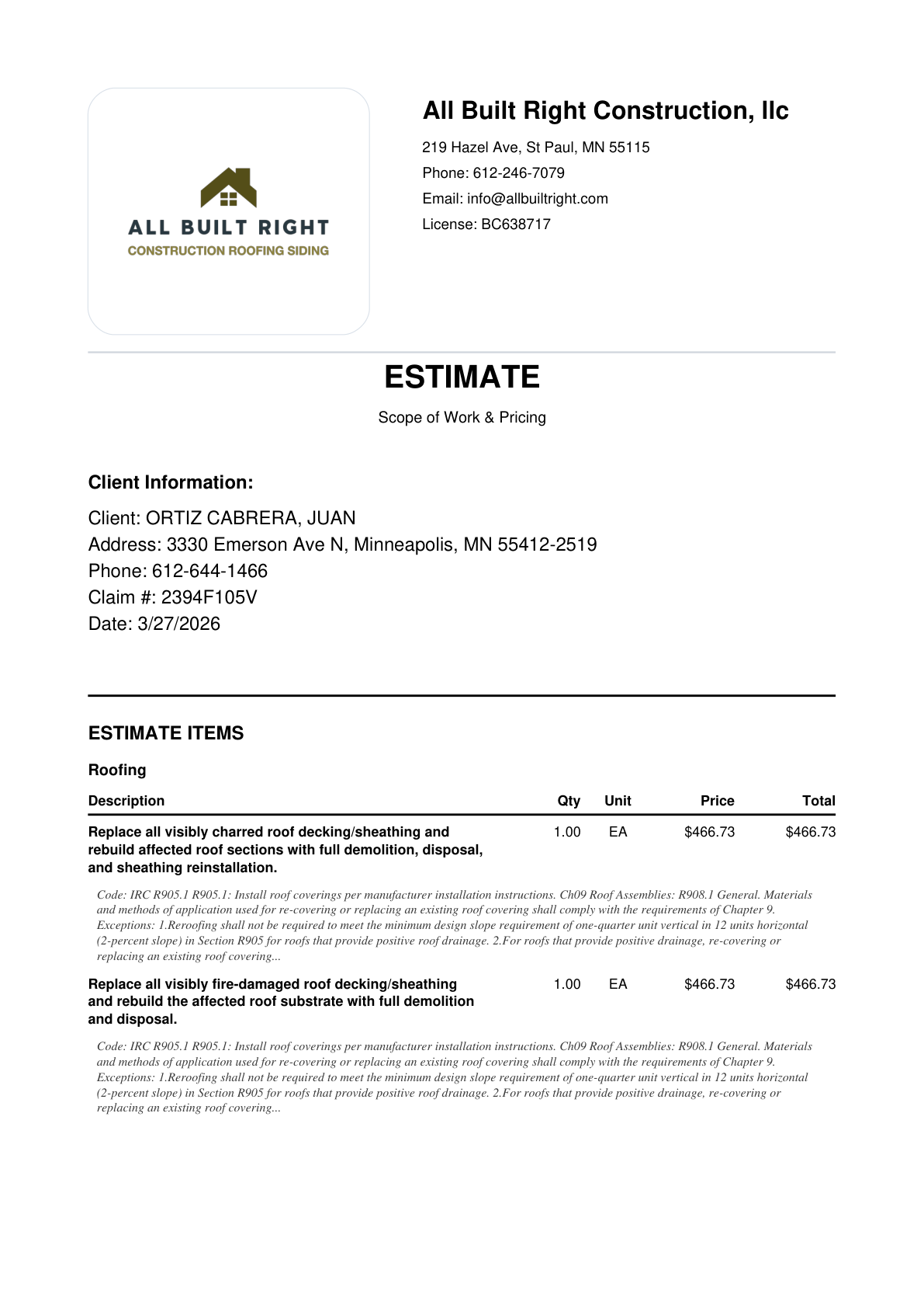 Supplement estimate Contractorfy media asset
