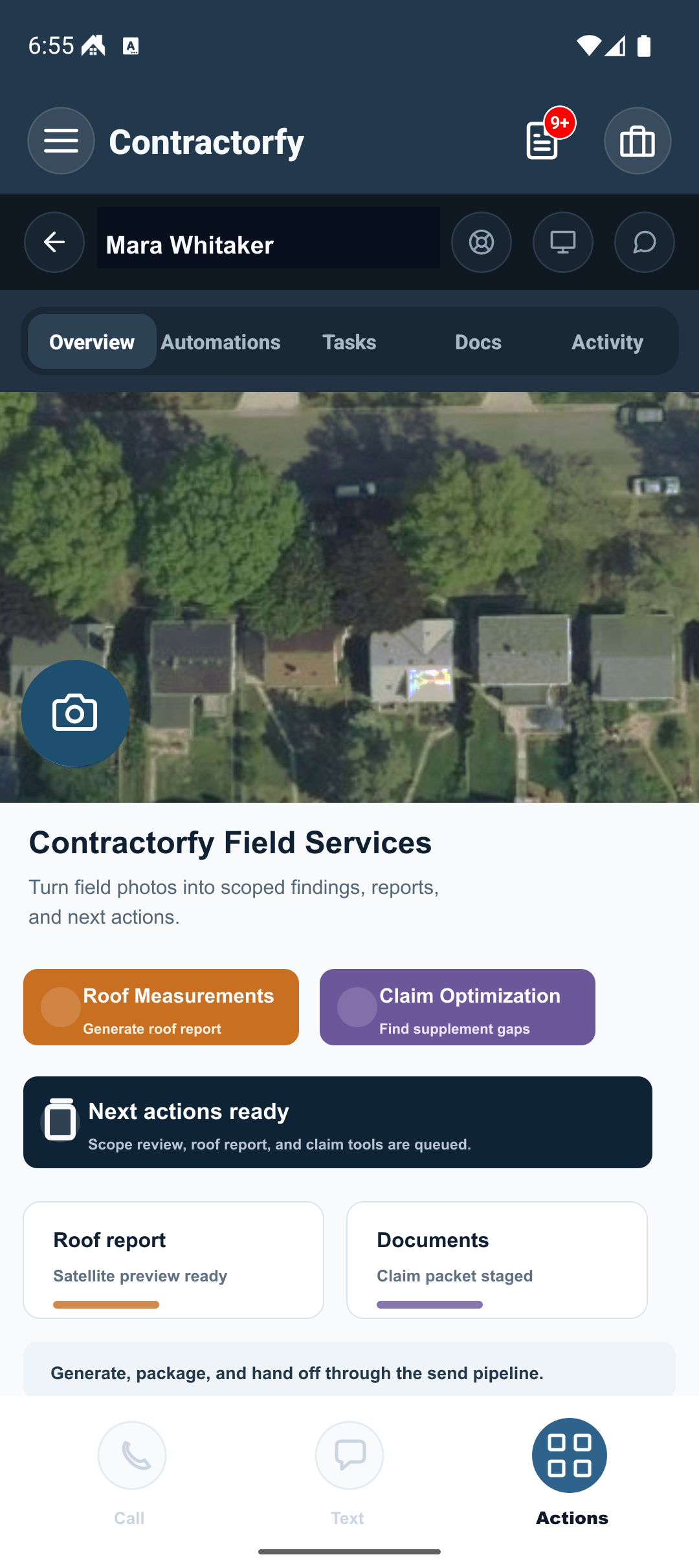 Field speed. Office control. Contractorfy Android screen